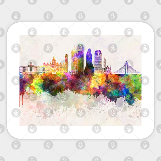 Dallas skyline in watercolor background Sticker by PaulrommerArt